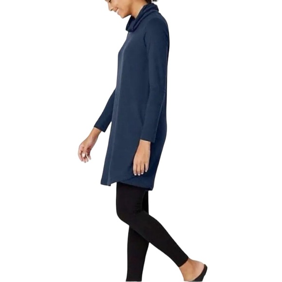 NWOT Purejill Luxe Tencel Cowl Neck Jersey Dress Blue Long Sleeve Pockets XL - Picture 4 of 17